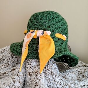 Green Crochet Bucket Hat Crochet by me (Gwen B)